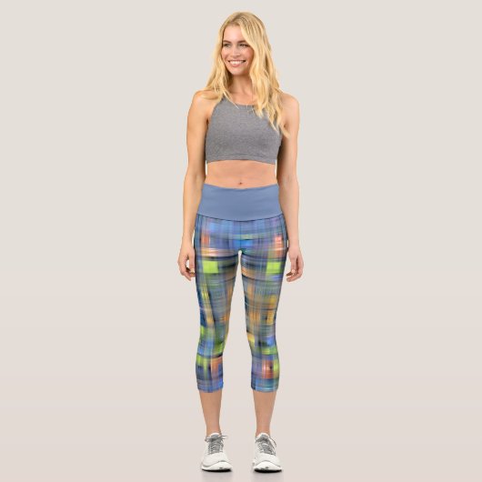 CAPRI STIL LEGGINGS - Blaues abstraktes Design (Vorderseite)