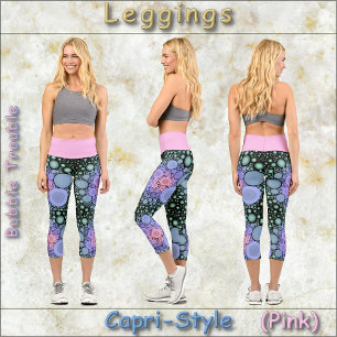 CAPRI-STIL-LEGGINGS - "Bubble Trouble" - Rosa Capri Leggings