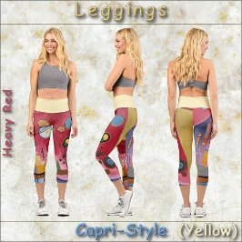 CAPRI-STIL LEGGINGS - Schweres Rot - Abstrakt +Gel
