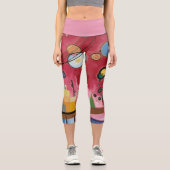 CAPRI STILE LEGGINGS - "Schwerrot" Abstrakt + Rosa (Vorderseite)