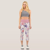 CAPRI STYLE LEGGINGS - Blume Pink & Blue #2 (Vorderseite)