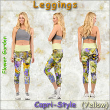 CAPRI STYLE LEGGINGS - "Blumengarten" - Gelb