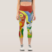 CAPRI STYLE LEGGINGS - "Rythme" - Abstrakt + Rot (Vorderseite)