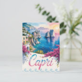 Capri Wasserfarbe Postkarte (Stehend Vorderseite)