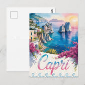 Capri Wasserfarbe Postkarte (Vorne/Hinten)