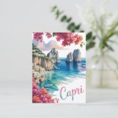 Capri Wasserfarbe Postkarte (Stehend Vorderseite)