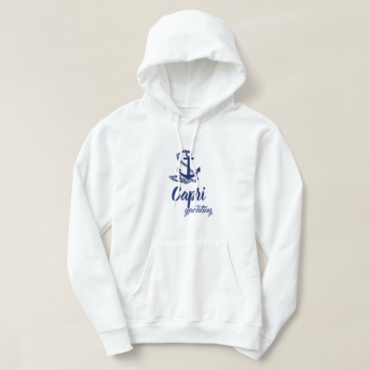 Capri Yachting Blue Anchor auf weißem Meeresstil Hoodie (Design vorne)