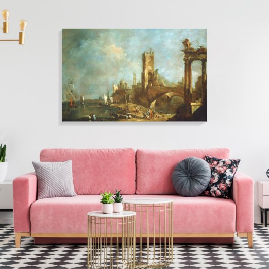 Capriccio a Harbour Canvas Print Leinwanddruck (Insitu (Wohnzimmer))