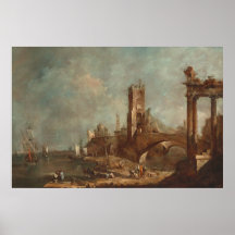 Capriccio a Harbour - Guardi Art Poster