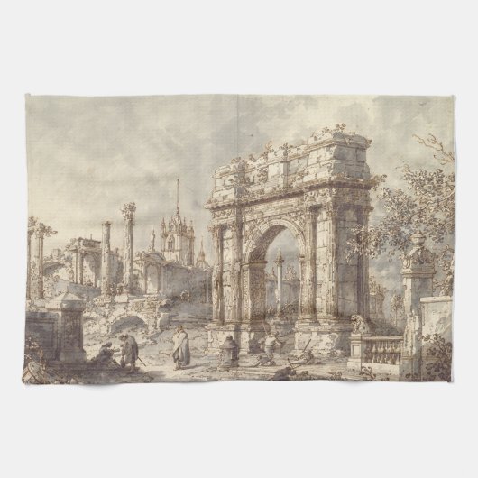 Capriccio mit einem römischen Triumphbogen Geschirrtuch (Horizontal)