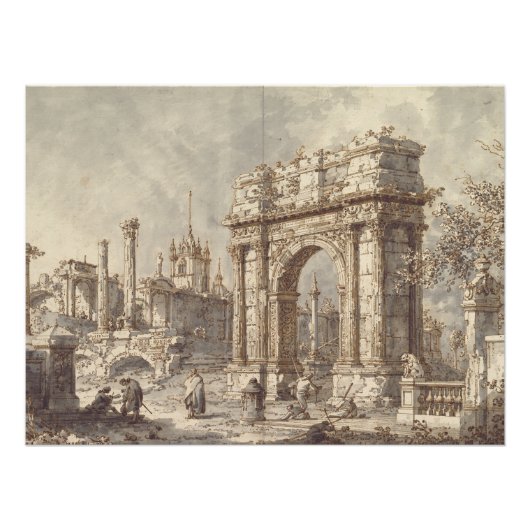 Capriccio mit einem römischen Triumphbogen Poster (Vorderseite)