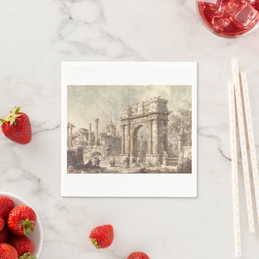 Capriccio mit einem römischen Triumphbogen Serviette (Beispiel)