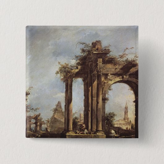 Capriccio mit römischen Ruinen, eine Pyramide und Button (Vorderseite)