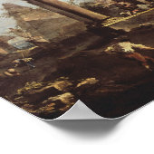 Capriccio mit römischen Ruinen, einer Pyramide und Poster (Ecke)