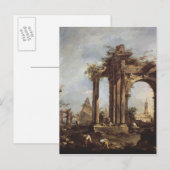 Capriccio mit römischen Ruinen, einer Pyramide und Postkarte (Vorne/Hinten)