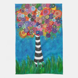 Capricious Happy Colorful Tree Original Artwork Geschirrtuch