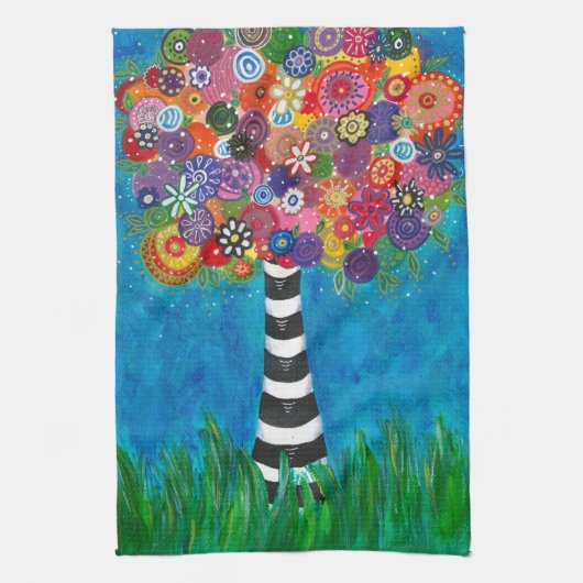 Capricious Happy Colorful Tree Original Artwork Geschirrtuch (Vertikal)