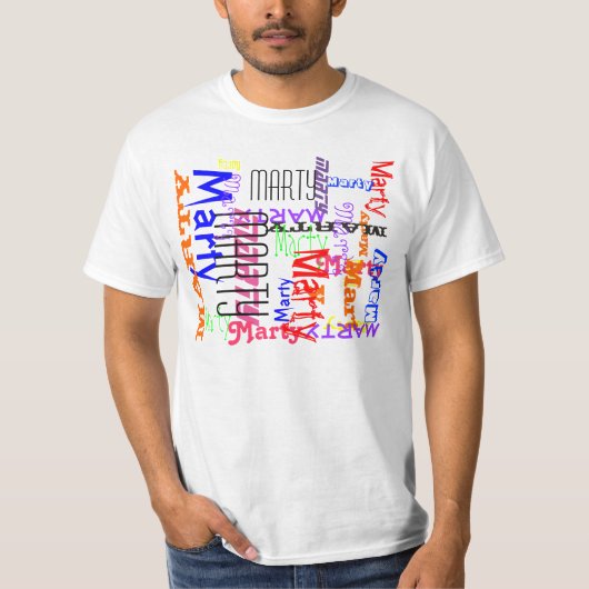 Capricious Repeat Name Collage T-Shirt (Vorderseite)