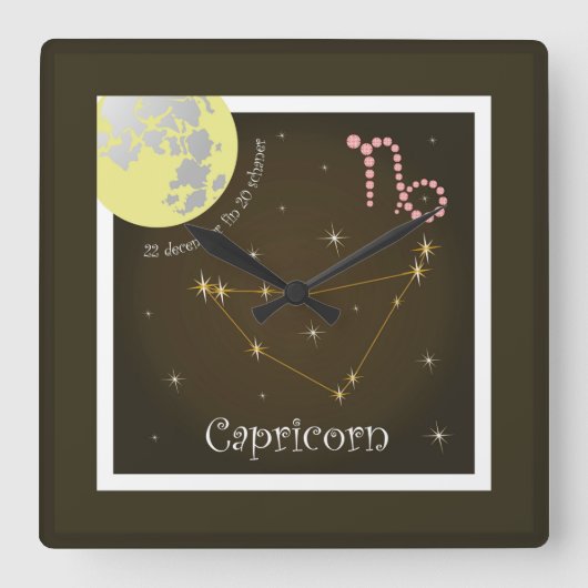 Capricorn 22 december fin 20 schaner quadratische wanduhr (Vorderseite)
