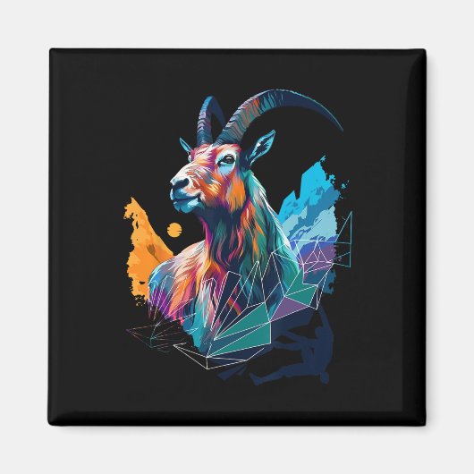 Capricorn Artwork Climbing Bouldering Mountains Mo Magnet (Vorne)