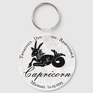 Capricorn Astrologie Zodiac Schwarz-weiß Custom Schlüsselanhänger