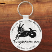 Capricorn Astrologie Zodiac Schwarz-weiß Custom Schlüsselanhänger (Vorderseite)