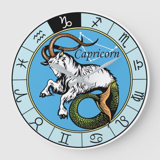 Capricorn astrologisches Zeichen Große Wanduhr (Vorderseite)