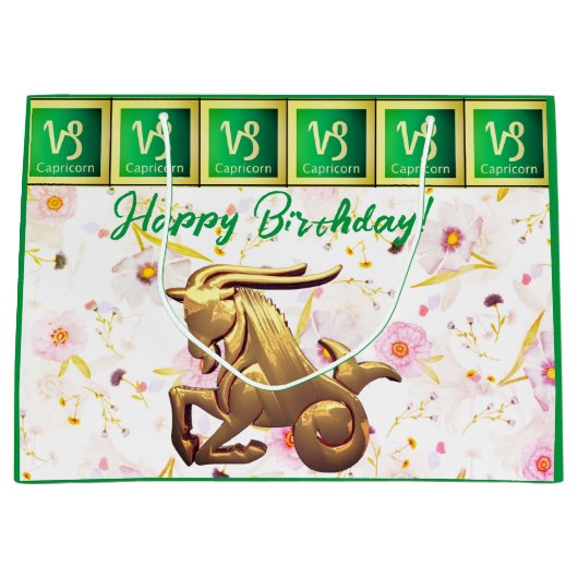 Capricorn Birthday Große Geschenktüte (Vorderseite)