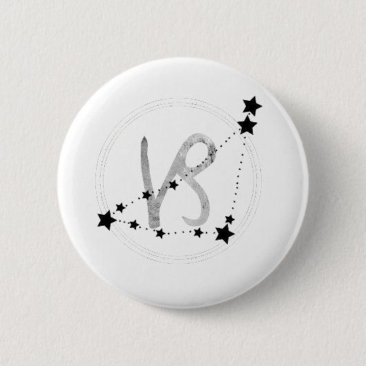Capricorn Black and Silver Zodiac Constellation Button (Vorderseite)