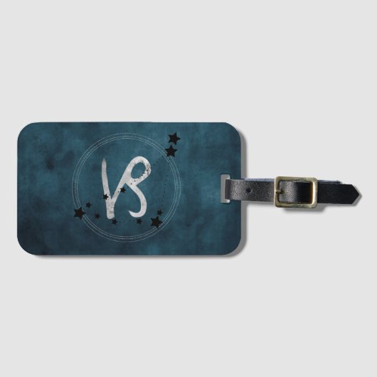 Capricorn Black & Silver Zodiac Gepäckanhänger (Vorderseite (Horizontal))