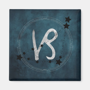 Capricorn Black & Silver Zodiac Magnet