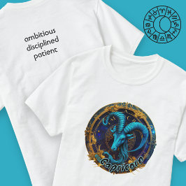 Capricorn Blue and Gold Watercolor Zodiac T-Shirt