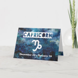 Capricorn Blue Watercolor Galaxy Geburtstag Karte