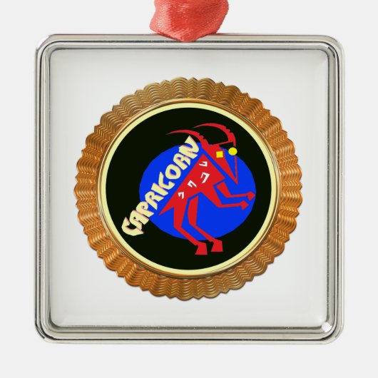 Capricorn Cartoon Zodiac Astrologie Design Ornament Aus Metall (Vorne)