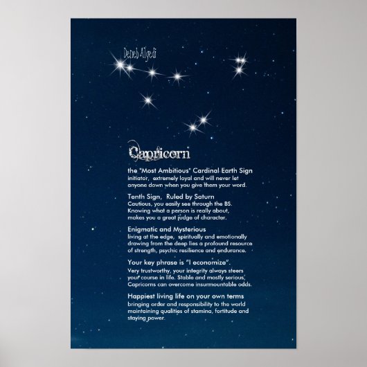Capricorn-Charakteristik-Poster Poster (Vorne)