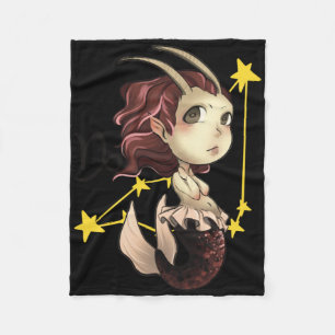 Capricorn Chibi Anime Niedlich Girl Sticker Fleecedecke