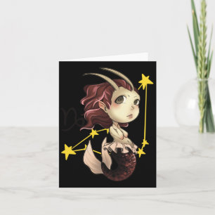 Capricorn Chibi Anime Niedlich Girl Sticker Karte