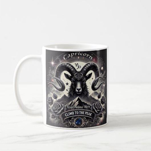 Capricorn "Climb to the Peak" Zodiac-Tasse Kaffeetasse (Links)