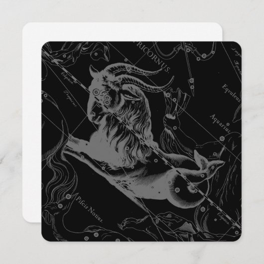 Capricorn Constellation Hevelius 1690 auf Schwarz (Vorne/Hinten)