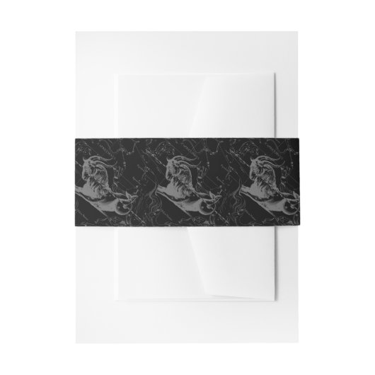 Capricorn Constellation Hevelius 1690 auf Schwarz Einladungsbanderole (Vorderseite Beispiel)