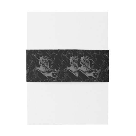 Capricorn Constellation Hevelius 1690 auf Schwarz Einladungsbanderole (Rückseitenbeispiel)