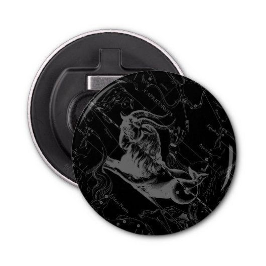 Capricorn Constellation Hevelius 1690 auf Schwarz Flaschenöffner (Vorderseite)