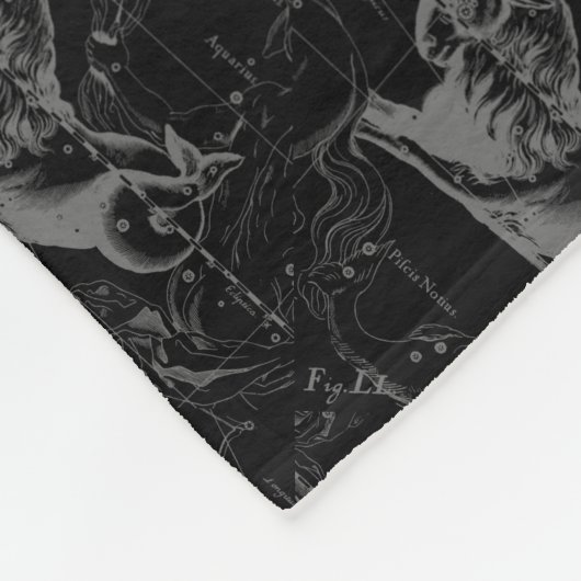Capricorn Constellation Hevelius 1690 auf Schwarz Fleecedecke (Ecke)