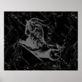 Capricorn Constellation Hevelius 1690 auf Schwarz Poster (Vorne)