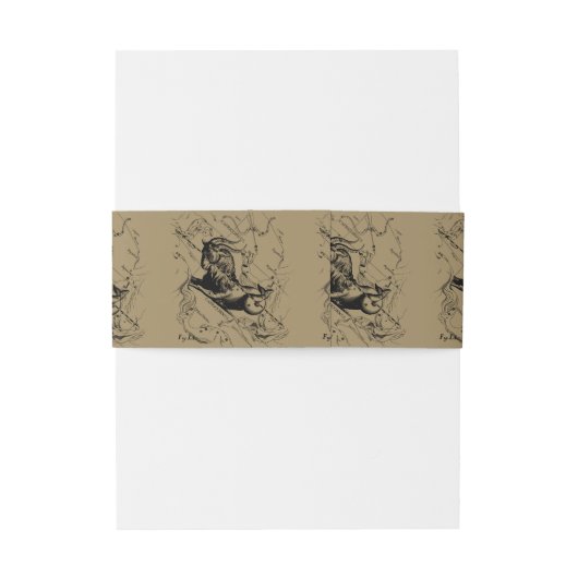 Capricorn Constellation Hevelius 1690 auf Taupe Einladungsbanderole (Rückseitenbeispiel)