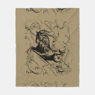 Capricorn Constellation Hevelius 1690 auf Taupe Fleecedecke