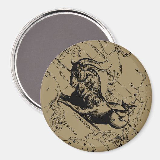 Capricorn Constellation Hevelius 1690 auf Taupe Magnet (Vorderseite/Rückseite)