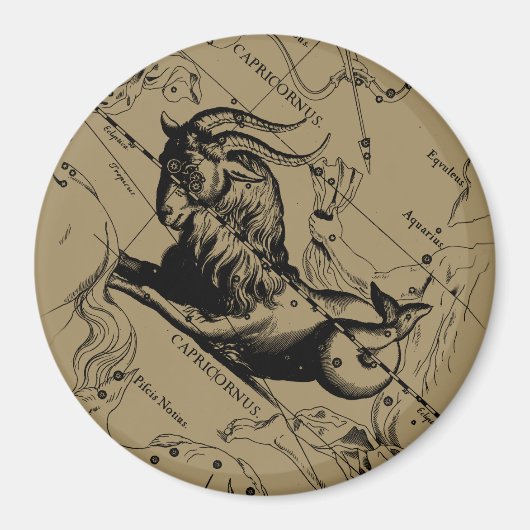 Capricorn Constellation Hevelius 1690 auf Taupe Magnet (Vorne)