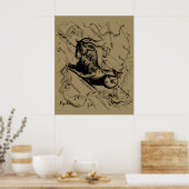 Capricorn Constellation Hevelius 1690 auf Taupe Poster (Küche)