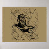 Capricorn Constellation Hevelius 1690 auf Taupe Poster (Vorne)